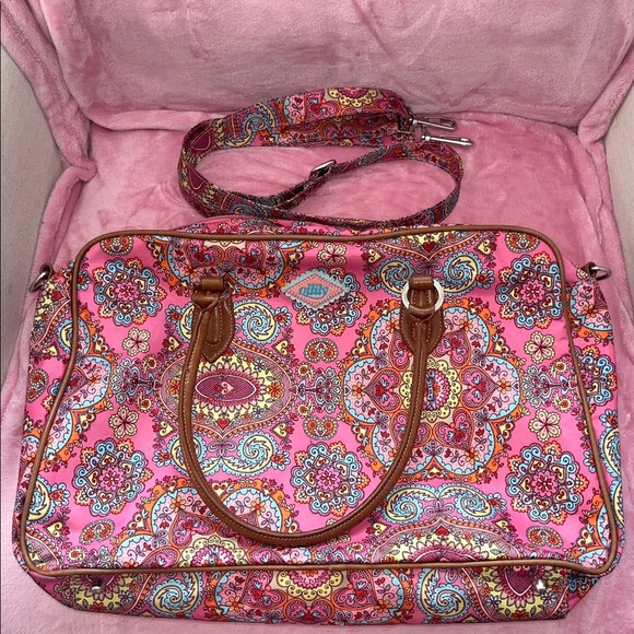 Oilily Pink and Blue Paisley Travel Tote Bag - Picture 12 of 16